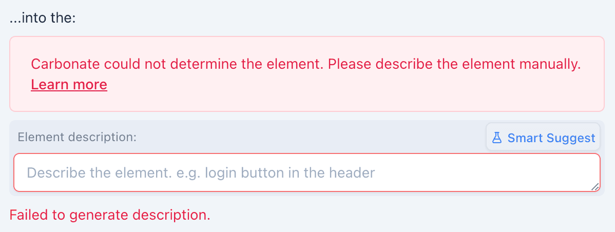 Failed self-healing screenshot